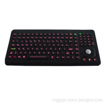Backligh silicone industrial keyboard with built in trackba